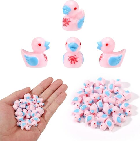 25pcs Tiny Spider Resin Ducks, Small Resin Duck with Spider Web Miniature Garden Decorations Mini Landscape Decor for Home Office Car Decor Festive Gift(Red) in Saudi Arabia