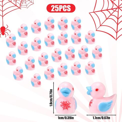 25pcs Tiny Spider Resin Ducks, Small Resin Duck with Spider Web Miniature Garden Decorations Mini Landscape Decor for Home Office Car Decor Festive Gift(Red) in Saudi Arabia