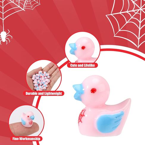 25pcs Tiny Spider Resin Ducks, Small Resin Duck with Spider Web Miniature Garden Decorations Mini Landscape Decor for Home Office Car Decor Festive Gift(Red) in Saudi Arabia