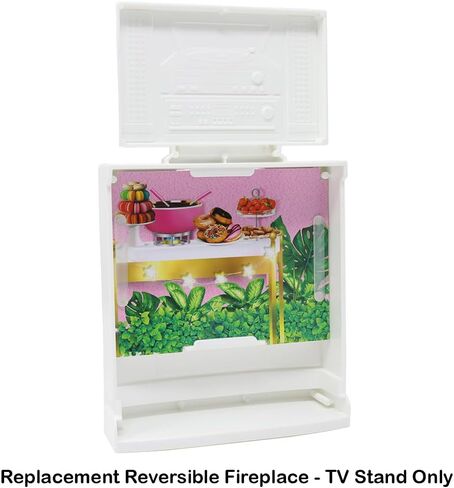 Replacement Part for Barbie Doll Dreamhouse Doll House Playset HMX10 - Replacement White Reversible Fireplace - TV - Gaming Stand and Buffet - Stereo Entertainment Stand in Saudi Arabia