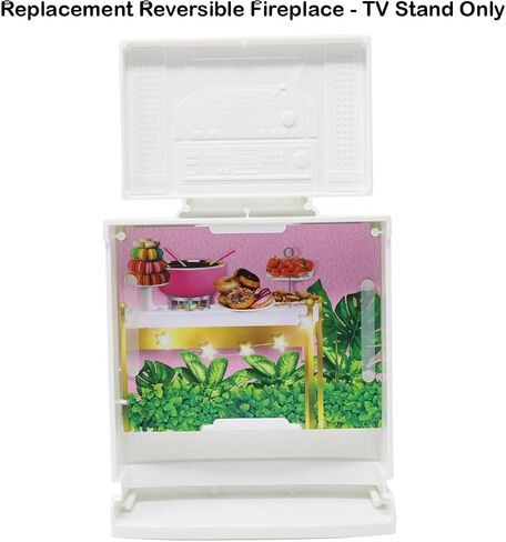 Replacement Part for Barbie Doll Dreamhouse Doll House Playset HMX10 - Replacement White Reversible Fireplace - TV - Gaming Stand and Buffet - Stereo Entertainment Stand in Saudi Arabia