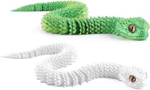 3D Printed Animal Snake,2Pcs 3D Printed Snake Toy Set,3D Printed Simulate Snake Animal Articulated Flexible Snake Funny Fidget Toys Home Class Prize Christmas Party Favors（Black+Cool Gradient） in Saudi Arabia