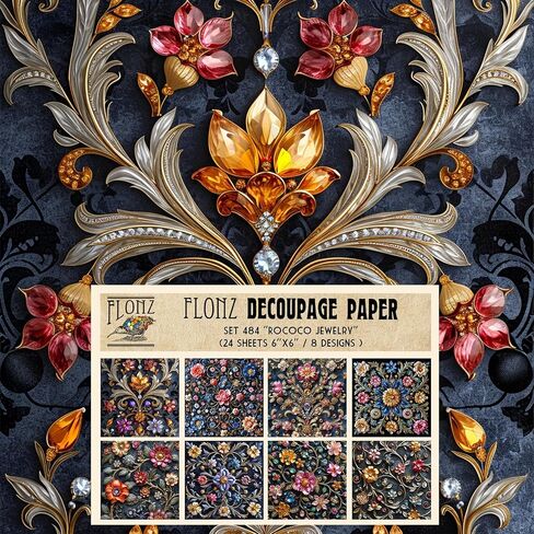 Decoupage Paper Pack (24 sheets 6"x6") Persian Heritage Collection: Intricate Sepia Tones and Exquisite Floral Motifs for Classic Elegance # Vintage Styled Paper for Craft and Scrapbooking in Kuwait