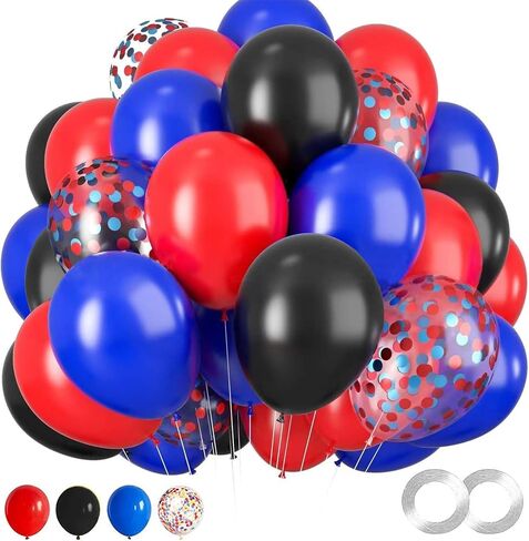 60PCS Blue Red and Black Balloons,Blue Red and Black Balloon Arch Kit Red Black and Blue Birthday Decorations,Suitable for Hero Party Birthday Shower Graduation Party Decorations in Saudi Arabia