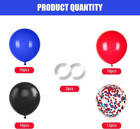 60PCS Blue Red and Black Balloons,Blue Red and Black Balloon Arch Kit Red Black and Blue Birthday Decorations,Suitable for Hero Party Birthday Shower Graduation Party Decorations in Saudi Arabia