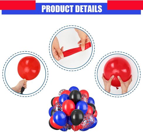 60PCS Blue Red and Black Balloons,Blue Red and Black Balloon Arch Kit Red Black and Blue Birthday Decorations,Suitable for Hero Party Birthday Shower Graduation Party Decorations in Saudi Arabia