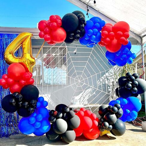 60PCS Blue Red and Black Balloons,Blue Red and Black Balloon Arch Kit Red Black and Blue Birthday Decorations,Suitable for Hero Party Birthday Shower Graduation Party Decorations in Saudi Arabia