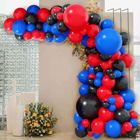 60PCS Blue Red and Black Balloons,Blue Red and Black Balloon Arch Kit Red Black and Blue Birthday Decorations,Suitable for Hero Party Birthday Shower Graduation Party Decorations in Saudi Arabia