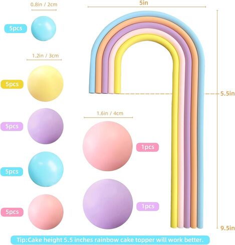 Blue Rainbow Cake Toppers Mini Balls Blue Orange Dog Cake Decorations for Birthday Baby Shower Party Supplies in Kuwait