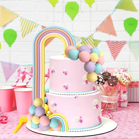 Blue Rainbow Cake Toppers Mini Balls Blue Orange Dog Cake Decorations for Birthday Baby Shower Party Supplies in Kuwait