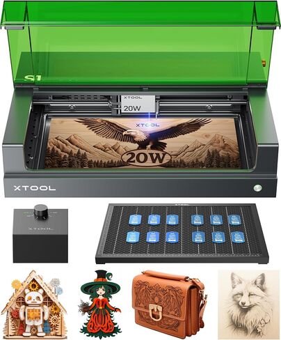 xTool S1 20W Laser Engraver and Cutter Machine with Air Assist & Honeycomb, 23.93" x 15.16" Bed Size, Beginner-Friendly, Laser Engravering Machine for Wood and Metal, Acrylic, etc. - Basic Bundle in Saudi Arabia