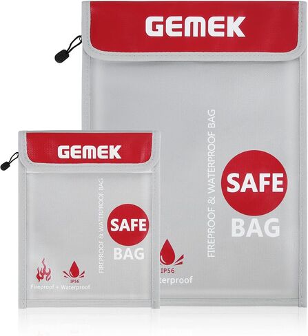 Fireproof Waterproof Money Document Bag 2 Pack, GEMEK Safe Zipper Bags, Fire & Water Resistant Storage Organizer Pouch for A4 A5 Documents Holder,File,Cash,Jewelry,Passport,Tablet,Laptop (Black) in Kuwait