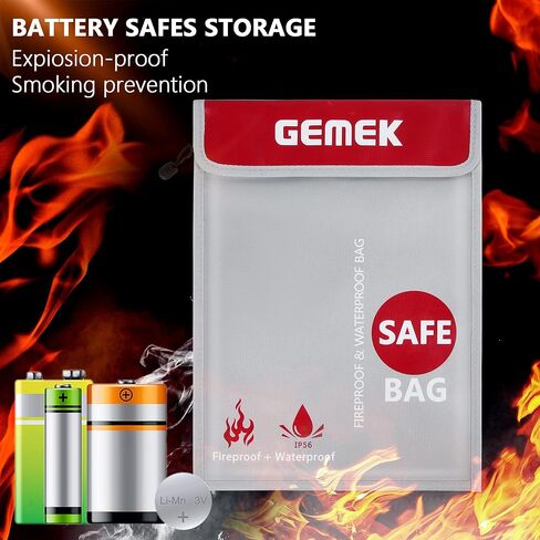 Fireproof Waterproof Money Document Bag 2 Pack, GEMEK Safe Zipper Bags, Fire & Water Resistant Storage Organizer Pouch for A4 A5 Documents Holder,File,Cash,Jewelry,Passport,Tablet,Laptop (Black) in Kuwait