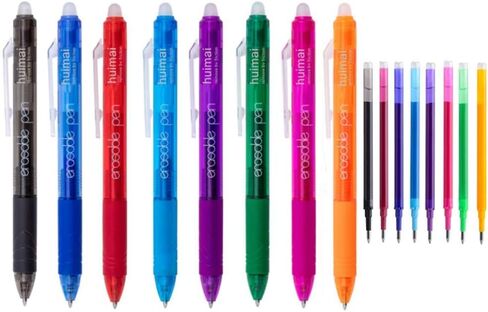 JINHO Erasable Pens Retractable Gel Ink Pens 0.7mm,Drying Rolling Ball Pens with Eraser for Kid Students Adults (8 colors (8 pens + 8 refills)) in Saudi Arabia