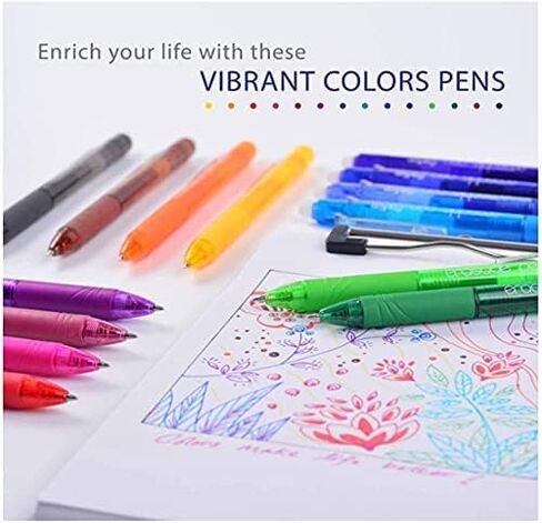 JINHO Erasable Pens Retractable Gel Ink Pens 0.7mm,Drying Rolling Ball Pens with Eraser for Kid Students Adults (8 colors (8 pens + 8 refills)) in Saudi Arabia
