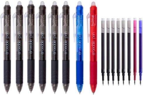 JINHO Erasable Pens Retractable Gel Ink Pens 0.7mm,Drying Rolling Ball Pens with Eraser for Kid Students Adults (8 colors (8 pens + 8 refills)) in Saudi Arabia