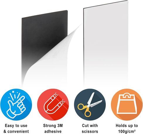Magnetic Strips with Strong Adhesive Backing (5.9 x 2.35 inches) Magnetic Tape with Adhesive Backing Heavy Duty Magnet Strips for Refrigerator Whiteboard, Most Surface (150 x 60 x 2 mm, 2 pcs) in Kuwait