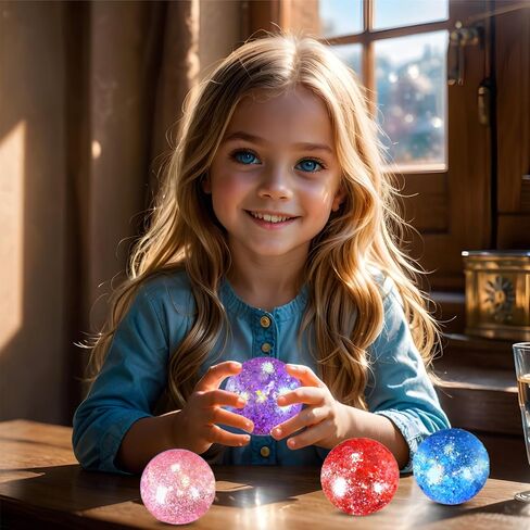 Fidget Toys for Kids - Slow Rise Glitter Gel Stress Balls for Adults Pack of 4, Malt Sugar Stress Balls Sensory Squishy Squeeze Balls for Anxiety Relief/Therapy/Exercise(Blue/Pink/Purple/Coral) in Saudi Arabia