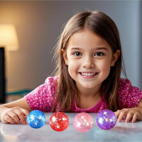 Fidget Toys for Kids - Slow Rise Glitter Gel Stress Balls for Adults Pack of 4, Malt Sugar Stress Balls Sensory Squishy Squeeze Balls for Anxiety Relief/Therapy/Exercise(Blue/Pink/Purple/Coral) in Saudi Arabia