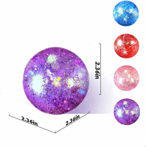 Fidget Toys for Kids - Slow Rise Glitter Gel Stress Balls for Adults Pack of 4, Malt Sugar Stress Balls Sensory Squishy Squeeze Balls for Anxiety Relief/Therapy/Exercise(Blue/Pink/Purple/Coral) in Saudi Arabia