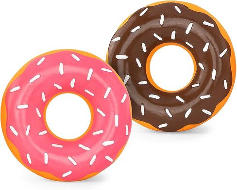 Zippypaws Latex Donutz - لعبة مضغ الكلاب ، لعبة حلقة مطاطية مطاطية متينة ، ألعاب خط الجرو ، ألعاب صعبة وصارقة للكلاب الصغيرة والمتوسطة ، مواد مطاطية مرنة - الشوكولاتة والفراولة ، 2 عبوة in Kuwait