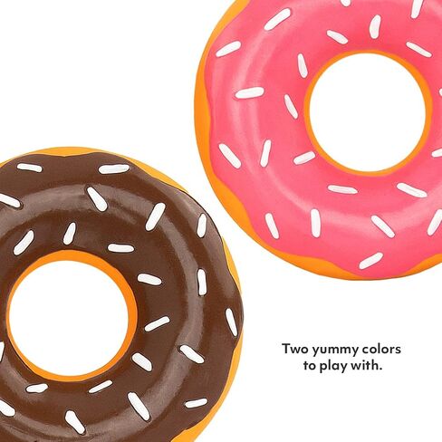 Zippypaws Latex Donutz - لعبة مضغ الكلاب ، لعبة حلقة مطاطية مطاطية متينة ، ألعاب خط الجرو ، ألعاب صعبة وصارقة للكلاب الصغيرة والمتوسطة ، مواد مطاطية مرنة - الشوكولاتة والفراولة ، 2 عبوة in Kuwait