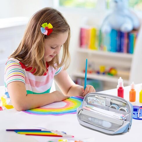 Omnpak Standing Pencil Case, Large Capacity Pencil Pouch wtih Handle,Pencil Holder Stationery Organizer,Fold Down Stand Up Pencil Case with Velco,Pencil Bag for School College Office Adults in Saudi Arabia
