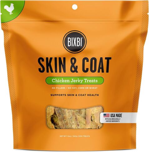 BIXBI Skin & Coat Support Salmon Jerky Dog Treats, 4 oz - USA Made Grain Free Dog Treats - Antioxidant Rich to Support Shiny, Full Bodied Coats - High in Protein, Whole Food Nutrition, No Fillers in Saudi Arabia