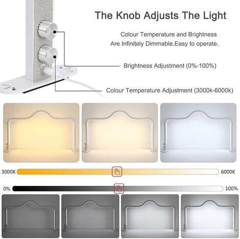 Half Moon Light for Nail Desk, 34.5In Foldable Square Nail Tech Lamp, 3000-6000K Dimmable Half Moon Nail Light for Manicure, Lash Eyelash Extension, Tattoo, Eyebrows, Crafts (White, A) in Saudi Arabia