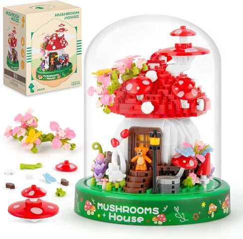 Mushroom House Building Set, Creative Mushroom Flower House Model Kits with Dust Cover, 645PCS Micro Bricks Collectible Ideals Gifts for Kids Adults 8+ in Saudi Arabia