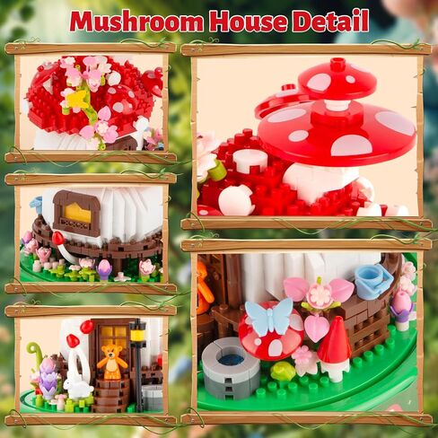Mushroom House Building Set, Creative Mushroom Flower House Model Kits with Dust Cover, 645PCS Micro Bricks Collectible Ideals Gifts for Kids Adults 8+ in Saudi Arabia