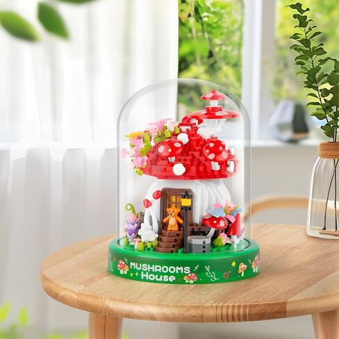 Mushroom House Building Set, Creative Mushroom Flower House Model Kits with Dust Cover, 645PCS Micro Bricks Collectible Ideals Gifts for Kids Adults 8+ in Saudi Arabia