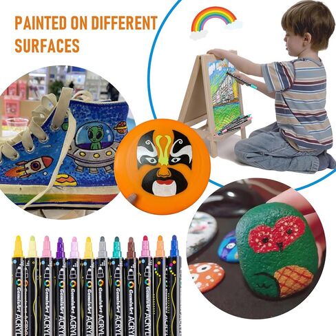 24 Colors Acrylic Paint Pens, Acrylic Paint Markers Dual Tip, with Dot Tip and Fine Tip, Acrylic Markers for Rock Painting, Wood, Canvas, Fabric, Paper, DIY Crafts Making Art Supplies (24) in Saudi Arabia