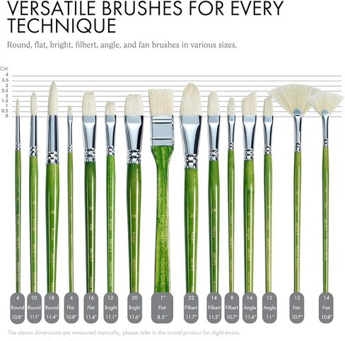 ARTIFY Professional Oil Paint Brushes Set, Acrylic Paint Brushes, 15 Pcs Chungking Bristle Paintbrush Set with Long and Heavy Handle for Oil and Acrylic Gouache Painting, Green in Saudi Arabia