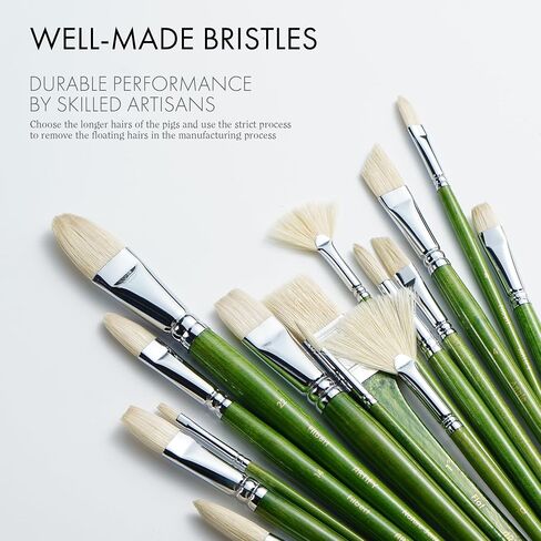 ARTIFY Professional Oil Paint Brushes Set, Acrylic Paint Brushes, 15 Pcs Chungking Bristle Paintbrush Set with Long and Heavy Handle for Oil and Acrylic Gouache Painting, Green in Saudi Arabia
