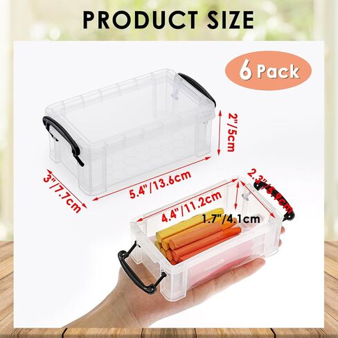 OGANAZI 6 PCS Clear Plastic Crayon Boxes with Snap Lids, Small Crayon Storage Box Stackable Crayon Container Box Multipurpose Mini Storage Container for Crayons, Chalks, Paper Clips and More in Saudi Arabia