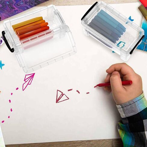 OGANAZI 6 PCS Clear Plastic Crayon Boxes with Snap Lids, Small Crayon Storage Box Stackable Crayon Container Box Multipurpose Mini Storage Container for Crayons, Chalks, Paper Clips and More in Saudi Arabia