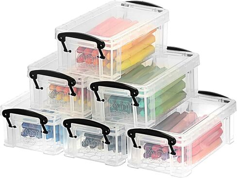 OGANAZI 6 PCS Clear Plastic Crayon Boxes with Snap Lids, Small Crayon Storage Box Stackable Crayon Container Box Multipurpose Mini Storage Container for Crayons, Chalks, Paper Clips and More in Saudi Arabia