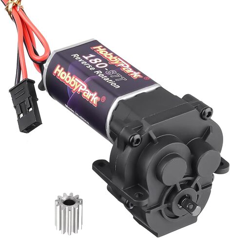HobbyPark 180 Brushed Motor w/Transmission Gearbox Including 49.4:1 Gears & Stainless Steel Pinion 11T Assembly for Traxxas TRX4M 1/18 RC Crawler Car Upgrades (87T) in Saudi Arabia