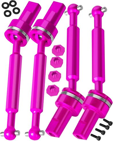 RC Driveshafts Axles Upgrades Part for 1/18 LaTrax Teton,LaTrax Desert Prerunner,7075 Aluminum Front Rear Drive Shafts CVD w/6061 Hex Hops Up,4PCS,Replace #7650,Pink in Kuwait