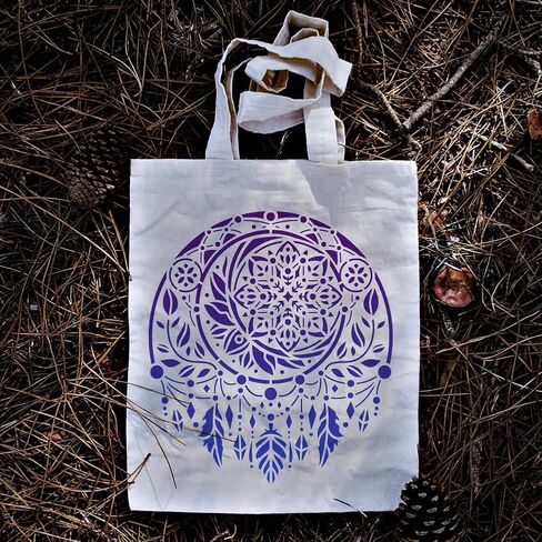 1pc Dreamcatcher Mandala Wall Stencil for Painting, 11.8"x11.8" Feather Dream Catcher Reusable Stencil for Wood Burning, Paint Template DIY Craft Art Stencil on Wood Fabric Canvas Furniture Journal in Saudi Arabia