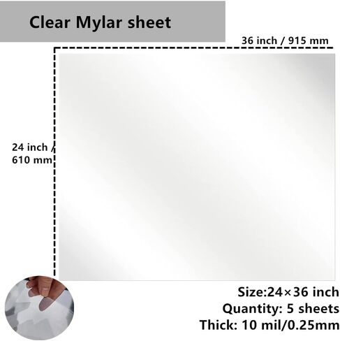 Transparent Blank Mylar Stencil Sheets for Cutting, Gift, 24" x 36" 10 mil/0.25mm Thick 5 Sheets.Acetate Template Material, Craft Plastic Sheets (24×36" /10 mil) in Saudi Arabia