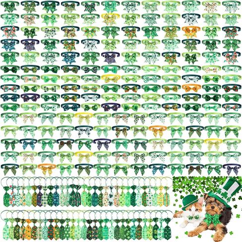 Talltalk 240 Pcs St. Patrick's Day Dog Bow Ties Dog Collars Adjustable Dogs Bow Ties Collar Valentines Dog Accessories for Pet Small Medium Dog Cat Accessories(Shamrock) in Saudi Arabia