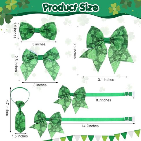 Talltalk 240 Pcs St. Patrick's Day Dog Bow Ties Dog Collars Adjustable Dogs Bow Ties Collar Valentines Dog Accessories for Pet Small Medium Dog Cat Accessories(Shamrock) in Saudi Arabia
