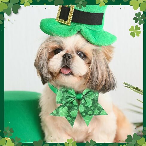 Talltalk 240 Pcs St. Patrick's Day Dog Bow Ties Dog Collars Adjustable Dogs Bow Ties Collar Valentines Dog Accessories for Pet Small Medium Dog Cat Accessories(Shamrock) in Saudi Arabia