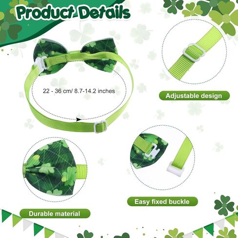 Talltalk 240 Pcs St. Patrick's Day Dog Bow Ties Dog Collars Adjustable Dogs Bow Ties Collar Valentines Dog Accessories for Pet Small Medium Dog Cat Accessories(Shamrock) in Saudi Arabia