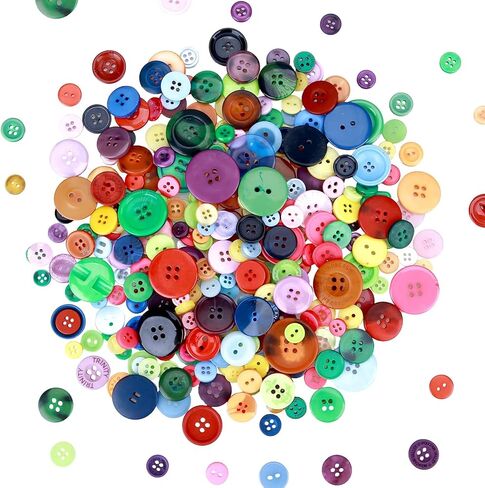 زر للحرف اليدوية والألوان المختلطة حول أزرار راتنجات 2 و 4 ثقوب للحرف ، حوالي 250 ~ 300pcs in Kuwait