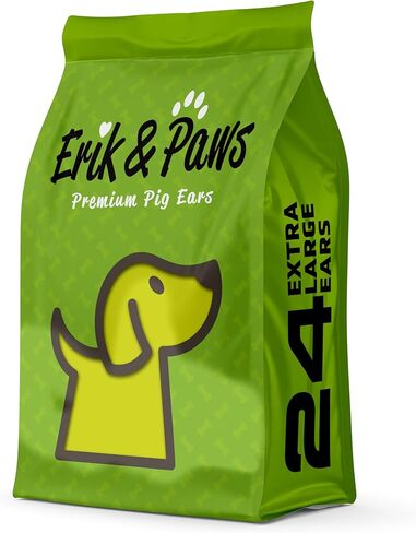 Erik & Paws Pig Ears for Dogs - Premium All-Natural, Unbleached 100% Dog Pig Ears, No Additives or Hormones, Safe Rawhide Alternative, Gentle on Tummies - 24 Count in Saudi Arabia