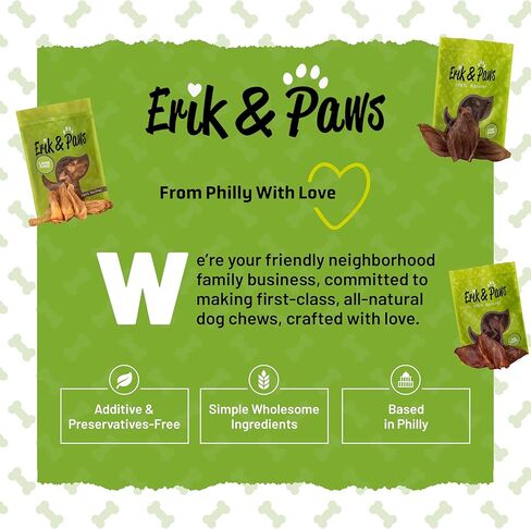 Erik & Paws Pig Ears for Dogs - Premium All-Natural, Unbleached 100% Dog Pig Ears, No Additives or Hormones, Safe Rawhide Alternative, Gentle on Tummies - 24 Count in Saudi Arabia