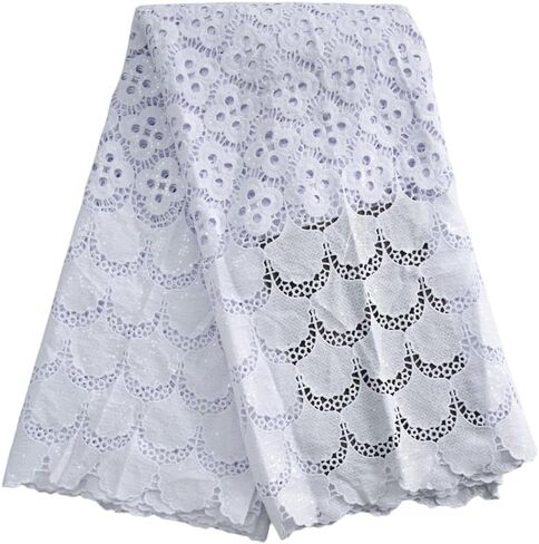 African Lace Fabric 5 Yards, Nigerian Solid White Jacquard Water Soluble Lace Fabric for Party Wedding Dress Sewing in Saudi Arabia